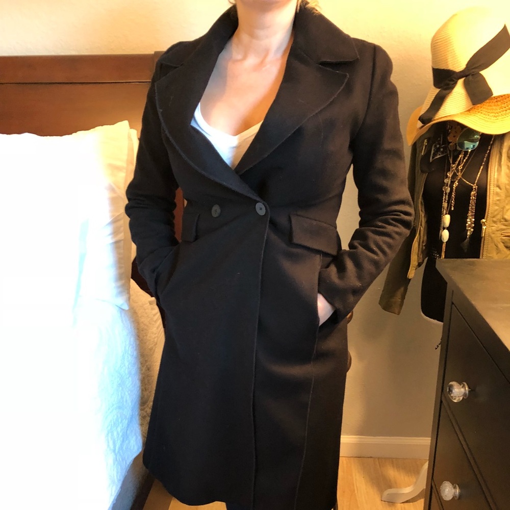 Black coat.